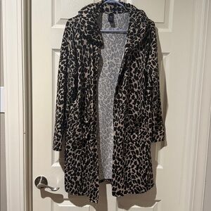 Leopard Print Hooded Sweater size large. Soft thin material